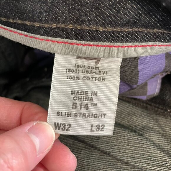 LEVI'S LEVIS Mens 514 Slim Straight Jeans Dark Wash Indigo w/ Stitching W32 L32 - Picture 6 of 13